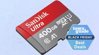 A SanDisk microSD card with a Tom's Guide Black Friday deals badge