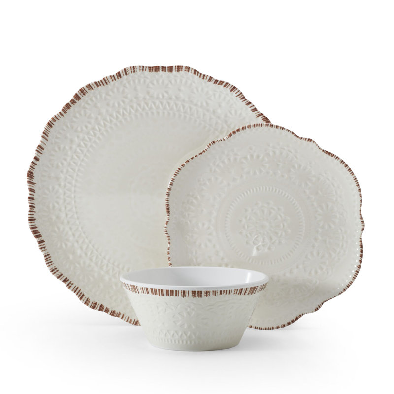 Pfaltzgraff Chateau 12-Piece Indoor/outdoor Melamine Dinnerware Set, Service for 4 & Reviews | Wayfair
