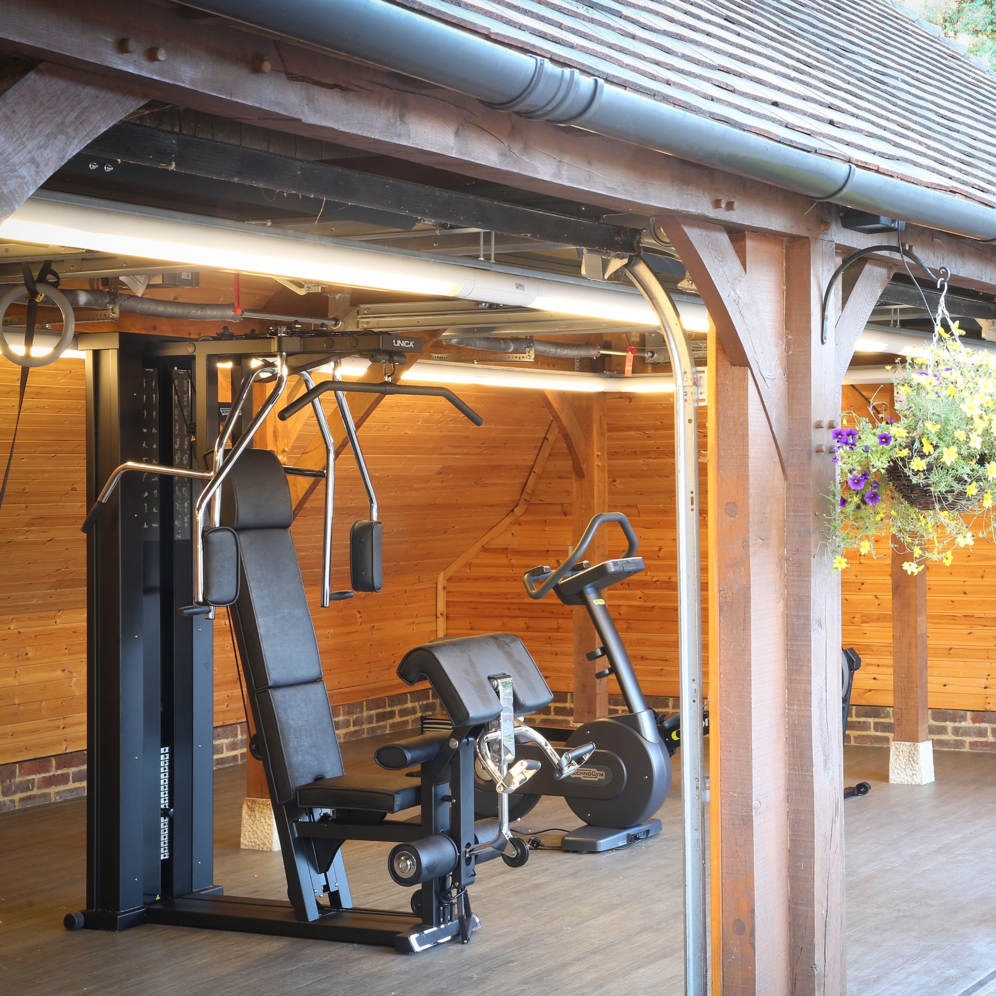 Home gym in a converted garage