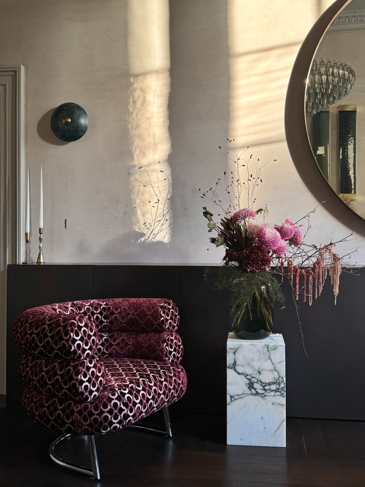 a patterned bibendum chair in roisin lafferty gallery in ireland