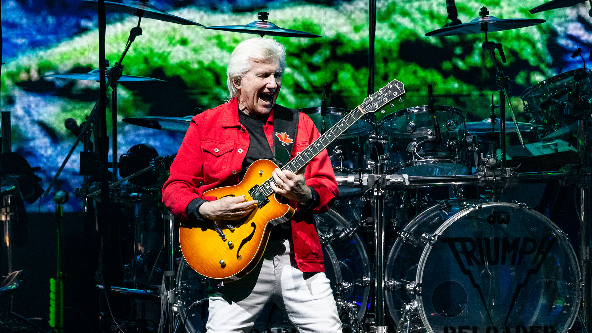 Rik Emmett of the band Triumph performs at Michigan Lottery Amphitheatre on May 30, 2026 in Sterling Heights, Michigan