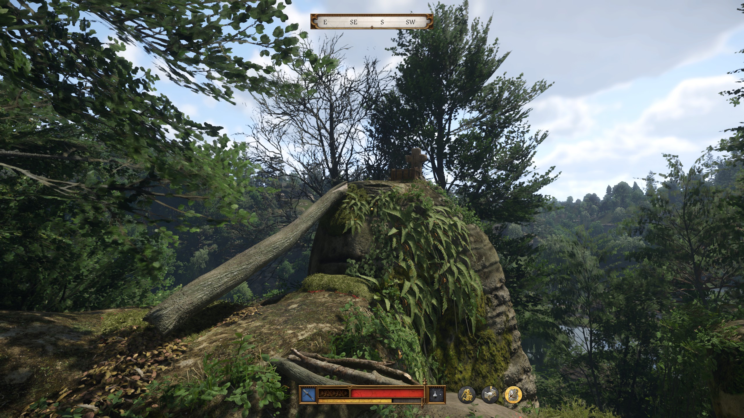 KCD 2 The Lion's Crest - Tree sloping against rocky mound