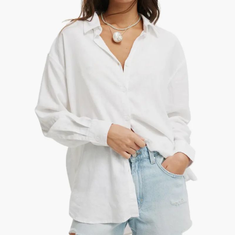 oversized white button up shirt