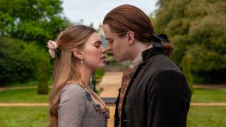 Amaranthus and William almost kissing in Outlander Season 8