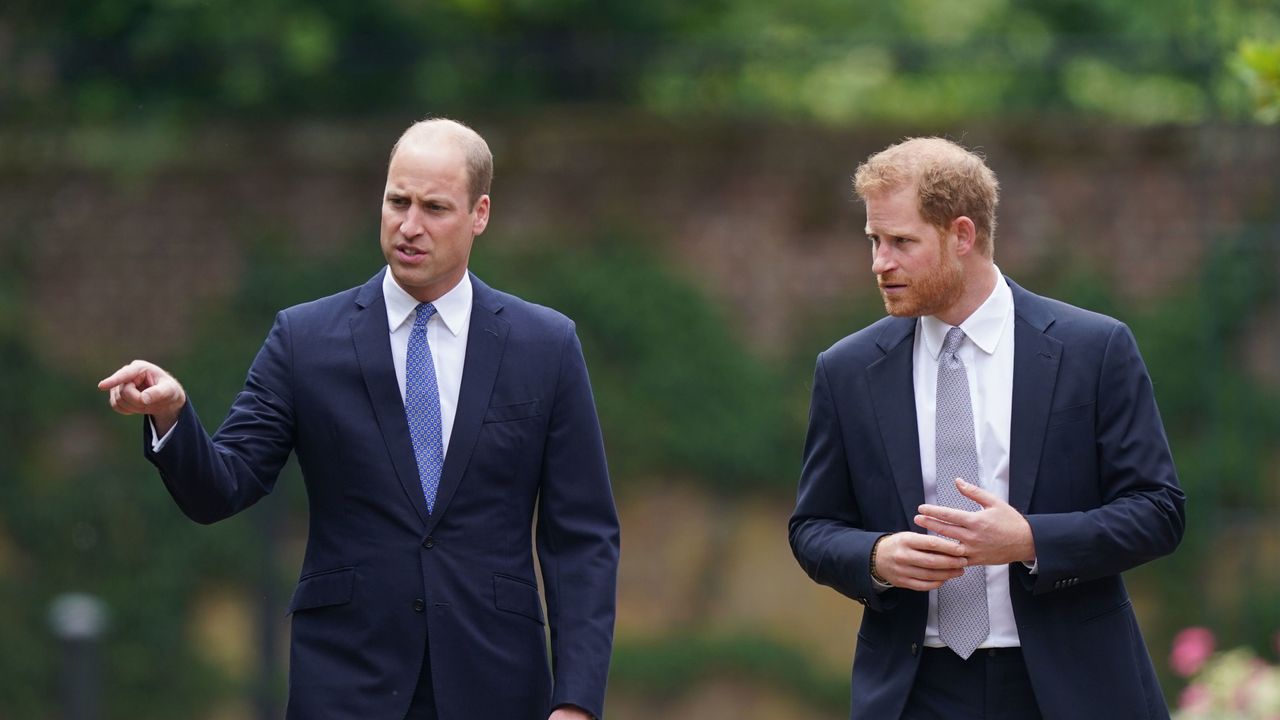 london, england july 01 prince william, duke of cambridge left and prince harry, duke of sussex arrive for the unveiling of a statue they commissioned of their mother diana, princess of wales, in the sunken garden at kensington palace, on what would have been her 60th birthday on july 1, 2021 in london, england today would have been the 60th birthday of princess diana, who died in 1997 at a ceremony here today, her sons prince william and prince harry, the duke of cambridge and the duke of sussex respectively, will unveil a statue in her memory photo by yui mok wpa poolgetty images