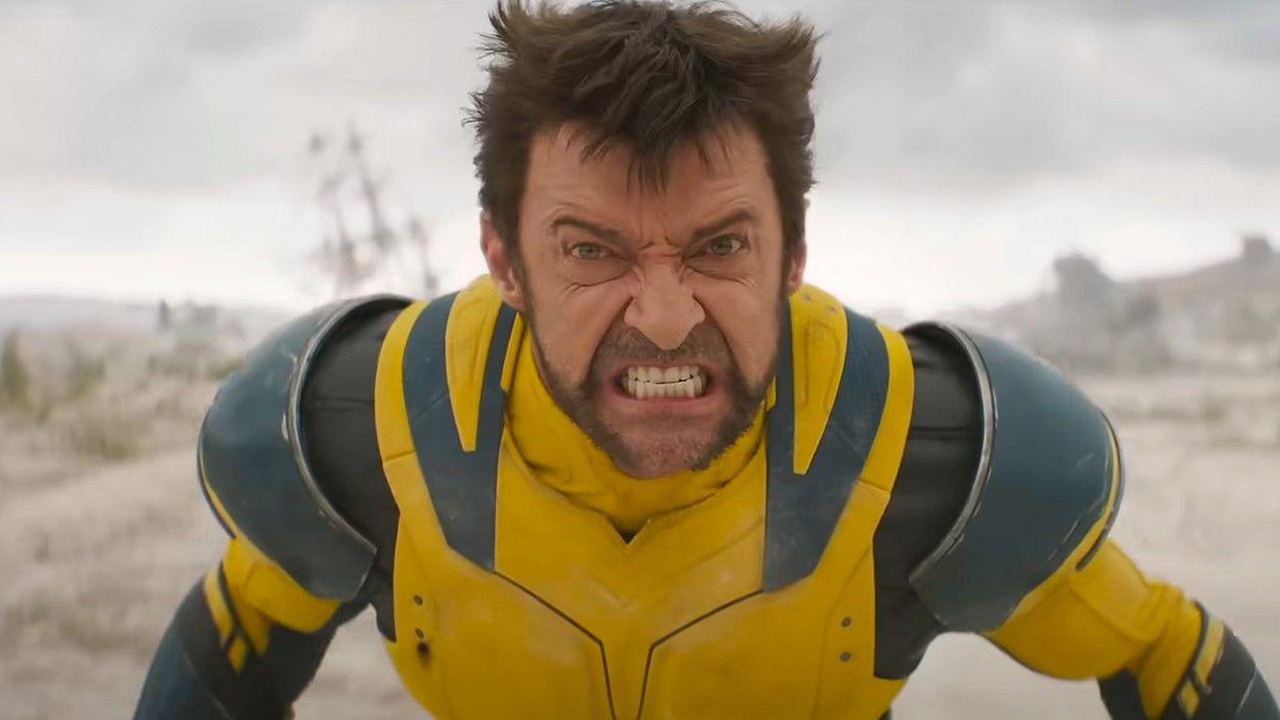 Hugh Jackman&#039;s angry Wolverine looking directly into the camera in Deadpool and Wolverine