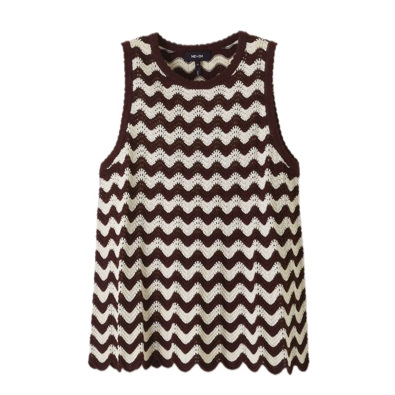 ME+EM, Stripe Scallop Knit Swing Top
