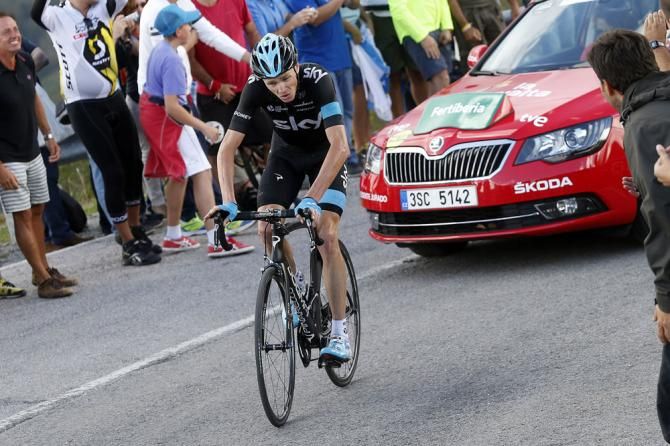 Chris Froome (Team Sky) climbing at the Vuelta