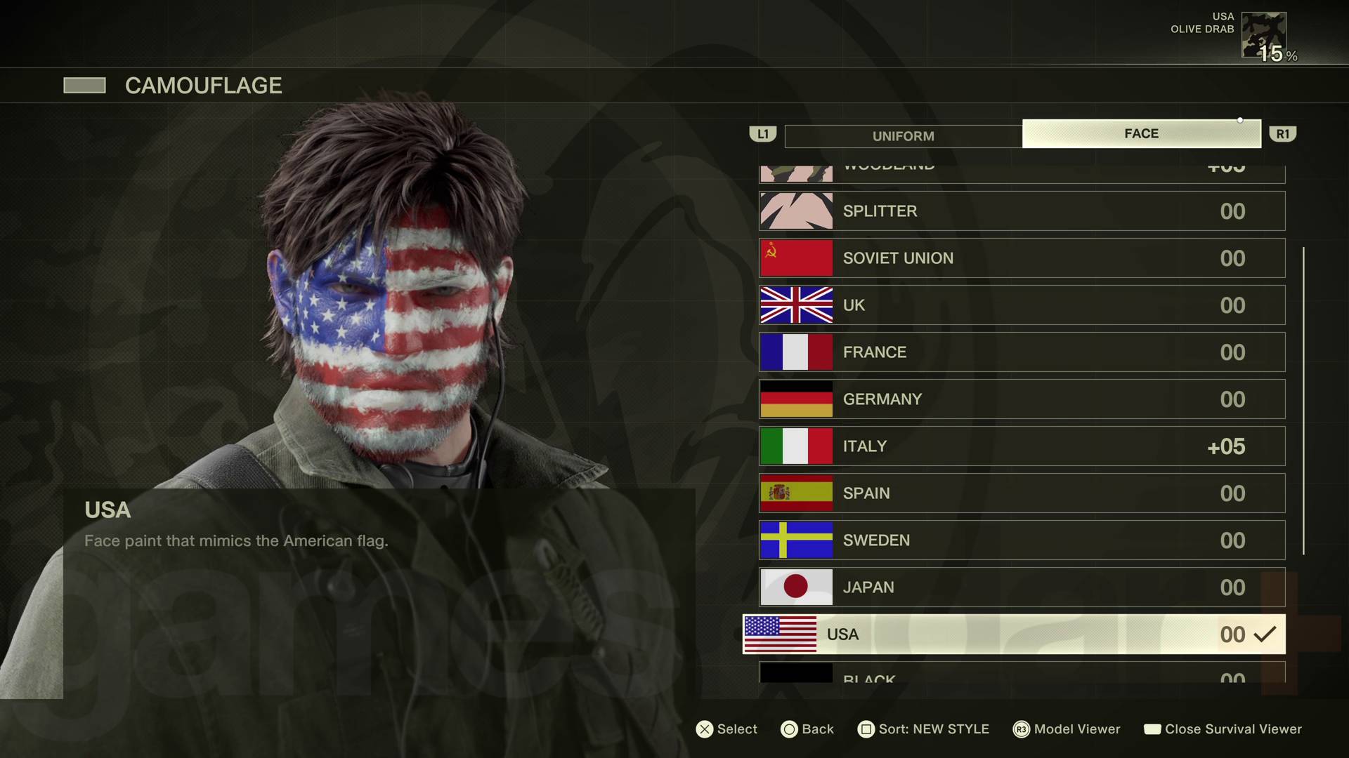 Metal Gear Solid Delta new game question USA face paint