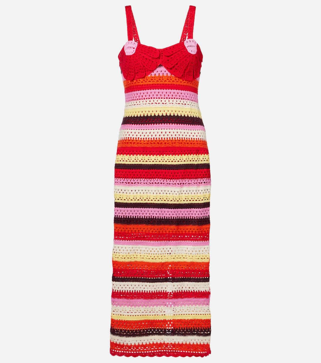 Striped Crochet Midi Dress