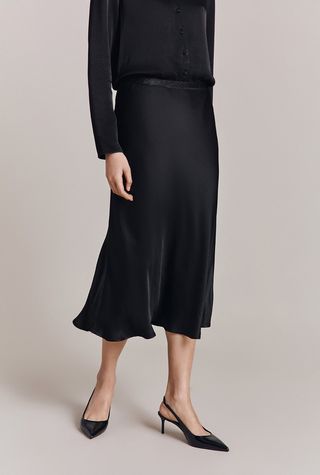 Ghost, Luna Satin Slip Skirt Black