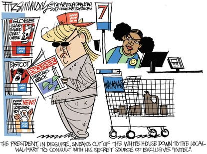 Political Cartoon U.S. Trump National Enquirer Walmart Media