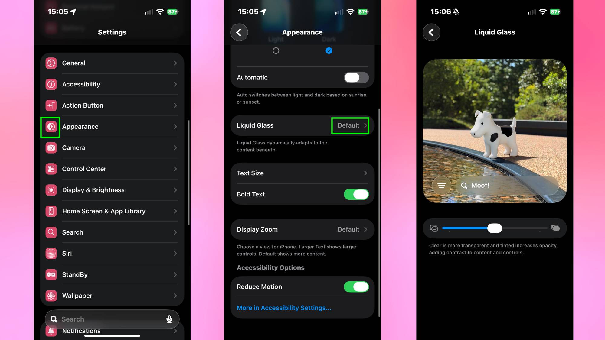 iOS 27 Clarus the Dogcow easter egg in Liquid Glass settings