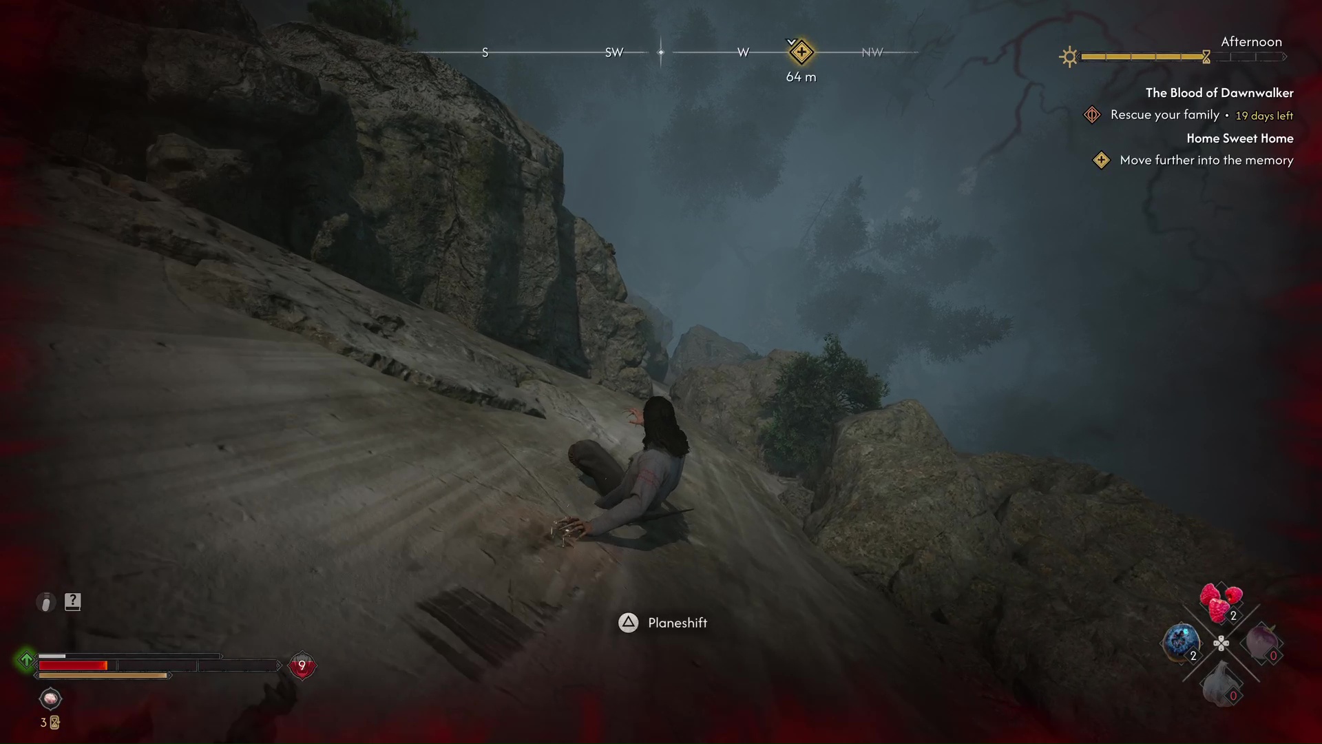 Coen clawrides down the cliff in The Blood of Dawnwalker Home Sweet Home quest