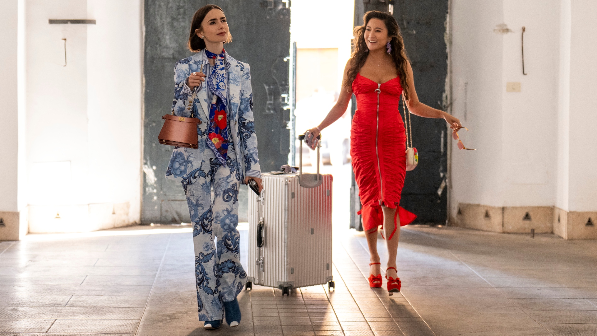 Emily walks with Mindy in Emily in Paris season 5