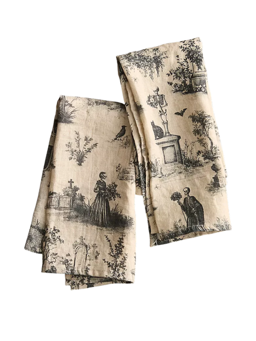 Halloween Toile Linen Napkins, Set of 2