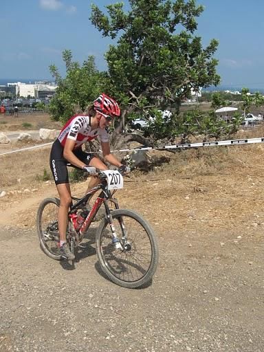 Katrin Leumann (Switzerland) rides in the front