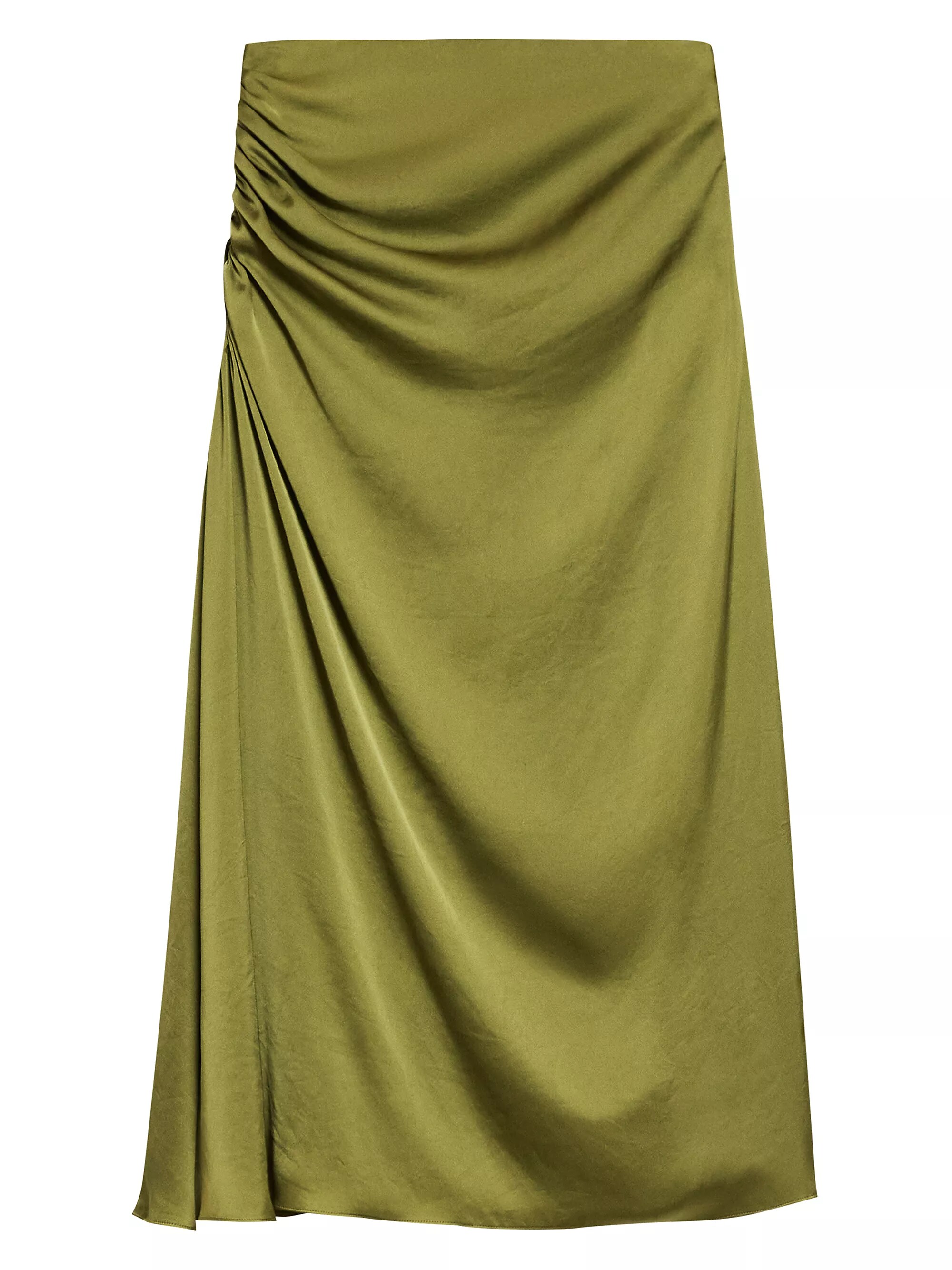 Crushed Satin Midi-Skirt