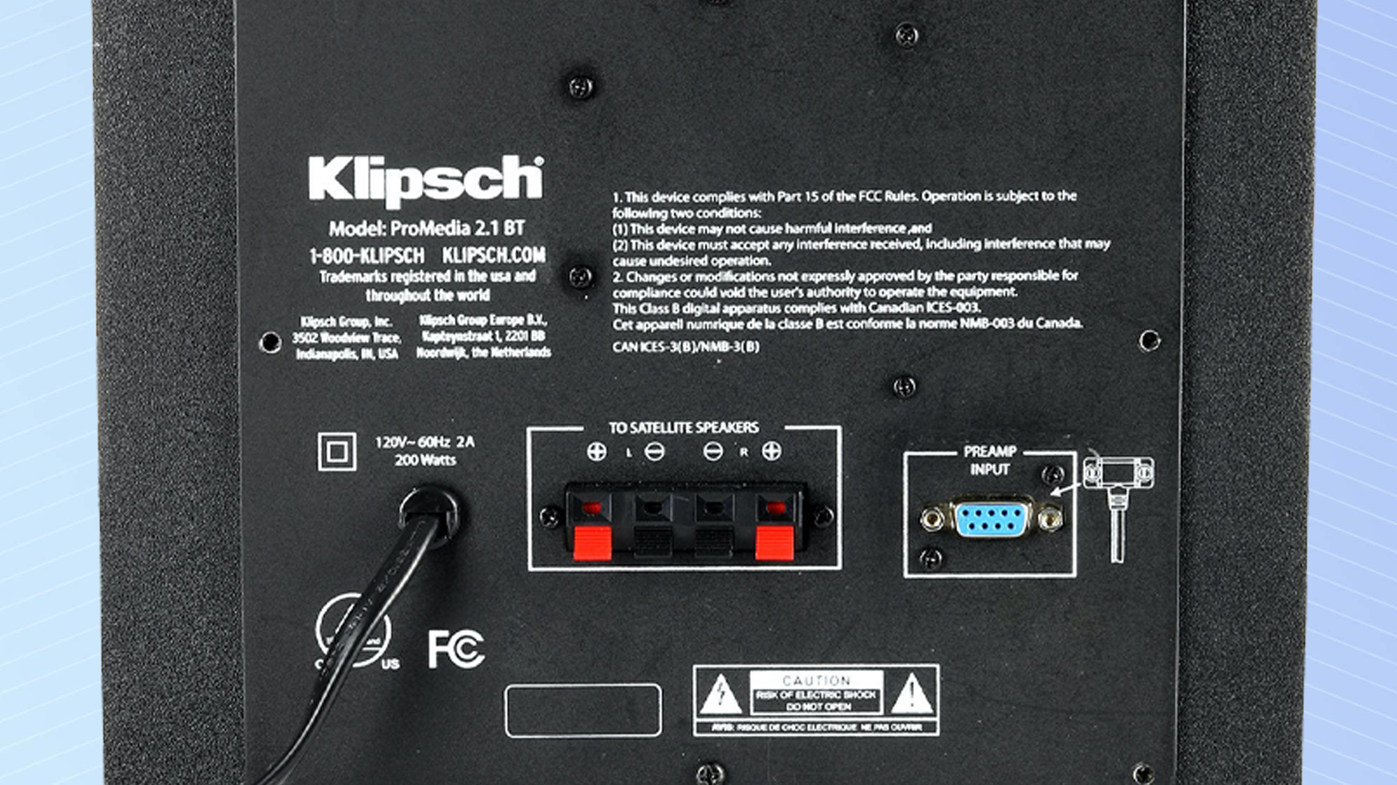 Back of Klipsch ProMedia 2.1 THX woofer