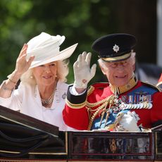 King Charles and Queen Camilla attend Trooping the Colour in 2025