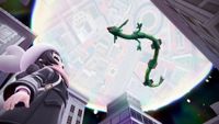 Rayquaza flies over Ansha in Pokemon Legends ZA DLC