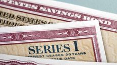 closeup of Series I government savings bonds