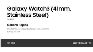 Samsung Galaxy Watch 3 support page