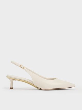 Curtis Pointed-Toe Kitten-Heel Slingback Pumps