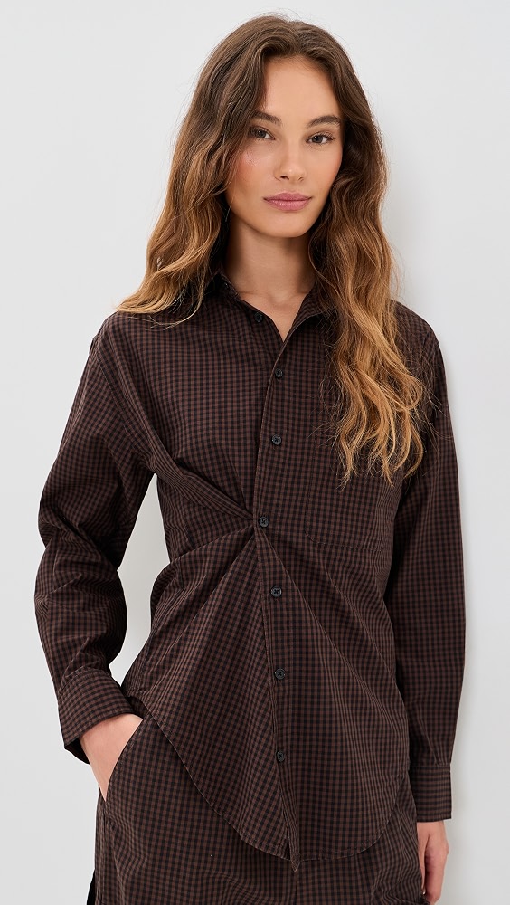 Mila Button Down Wrap Top - Hot Toddy