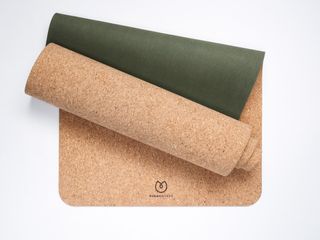 Cork and green yoga mat