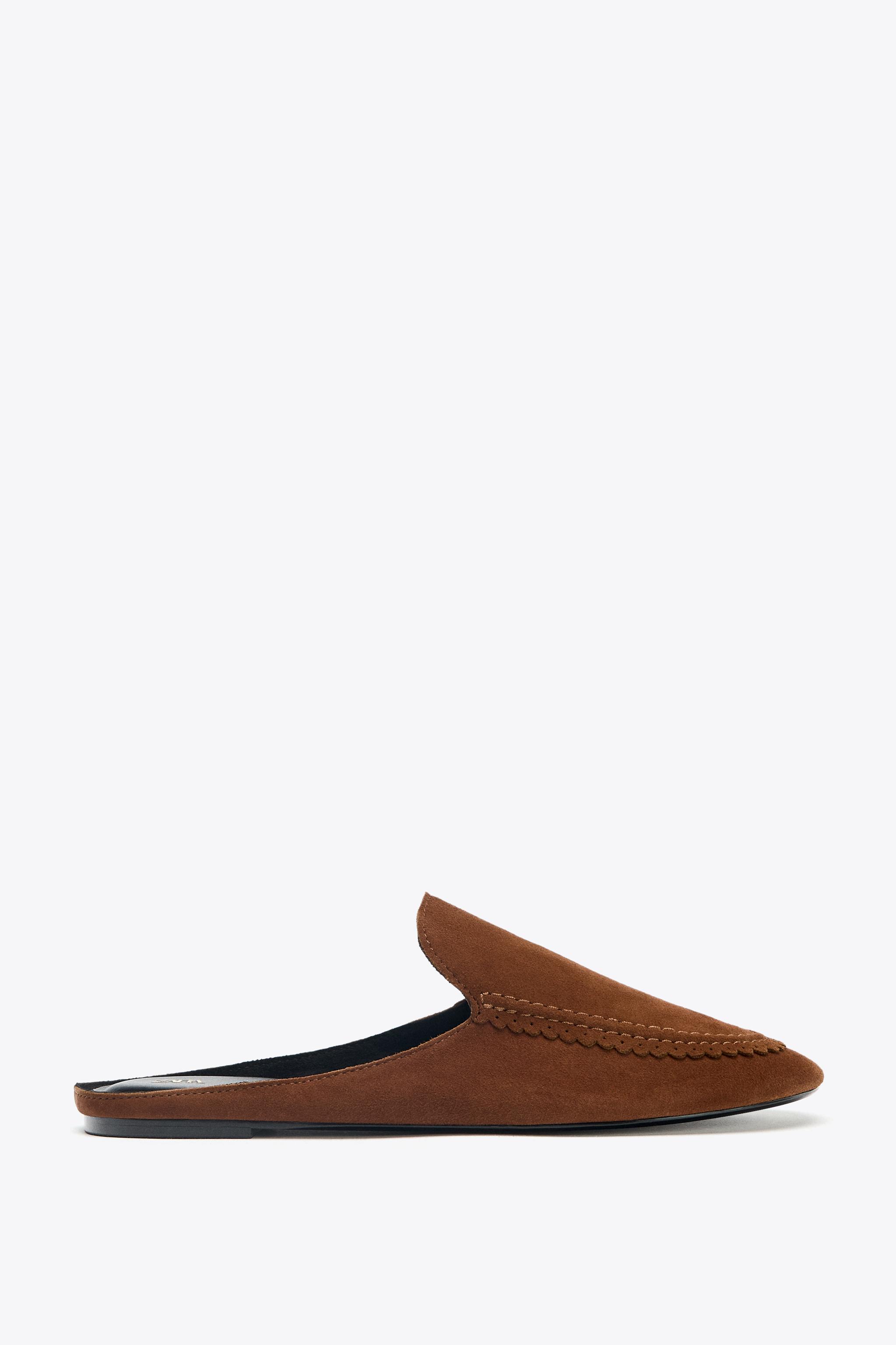 Split Leather Slingback Slippers