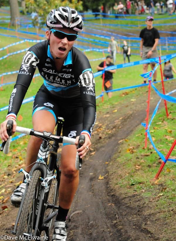 Caroline Mani (Raleigh Clement) riding in the top ten early in the race
