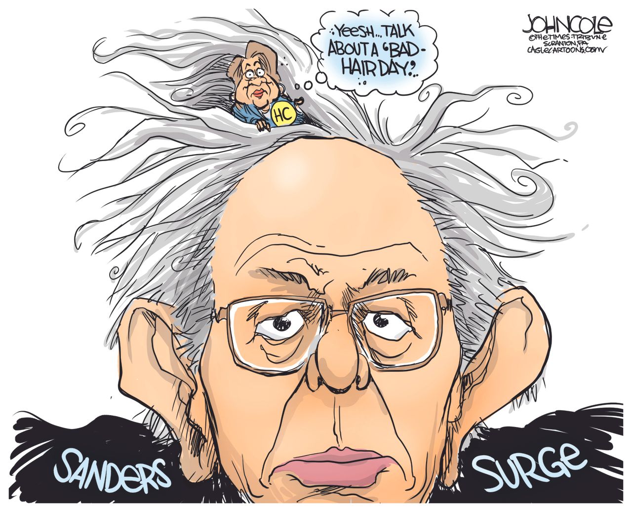 Political cartoon U.S. Clinton Sanders 2016