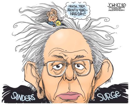 Political cartoon U.S. Clinton Sanders 2016