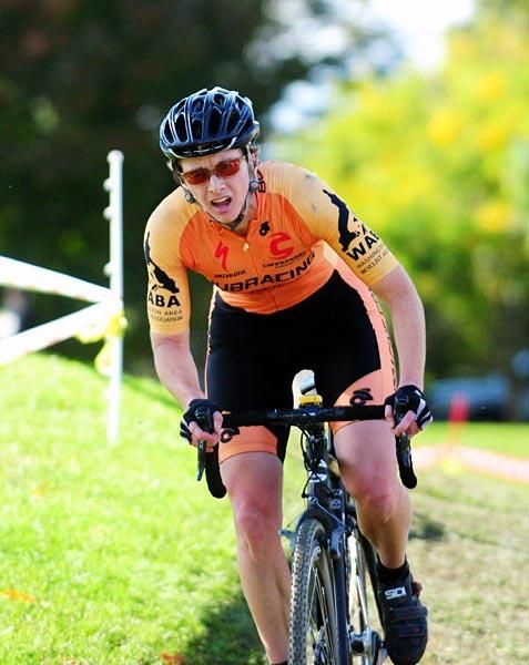 Sally Annis (Hub Racing) hammering out of the saddle.