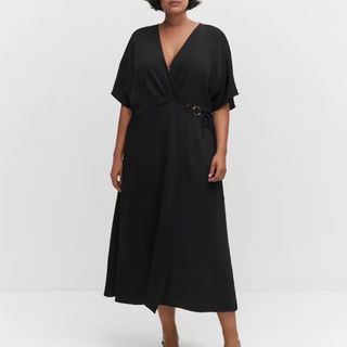 Mango black wrap dress sold via Simply Be