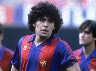 Diego Maradona in action for Barcelona in January 1983.