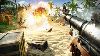 A grenade launcher and an explosion in Far Cry 3