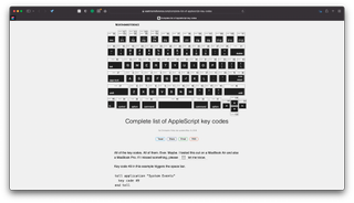 Screenshot of the linked AppleScript key codes blog post.