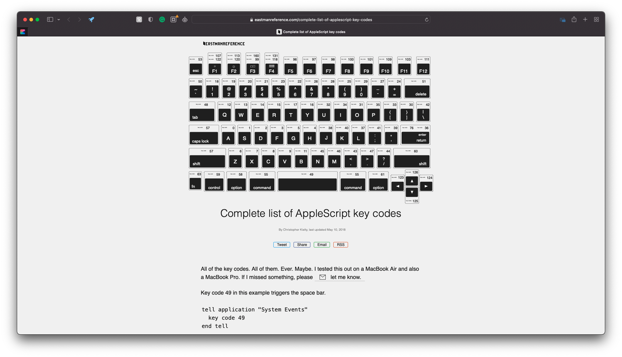 Key codes