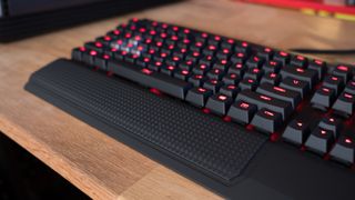 A close up shot of a HyperX Alloy Elite gaming keyboard