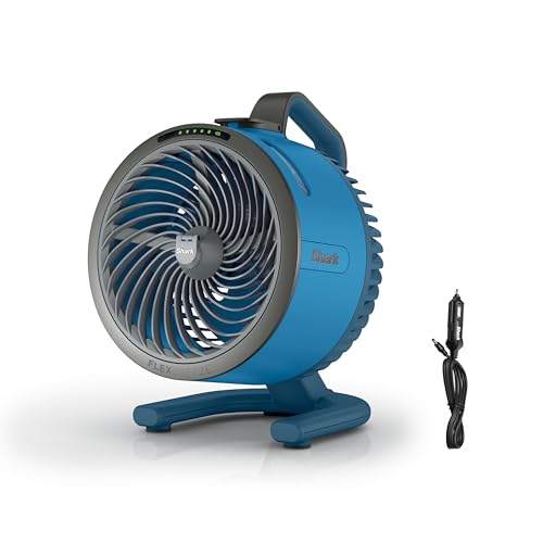 Shark Flexbreeze Hydrogo Fan + Car Charger &amp;mdash; Ultra-Powerful Portable Fan That Mists Indoors &amp;amp; Outdoors, 5 Speeds, 2 Bonus Modes, &amp;amp; Evaporative Misting, Blueberry, Fa052qbl