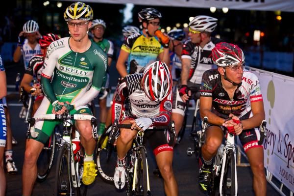 Pro men on the start line at the 2011 Charlotte Presbyterian Criterium