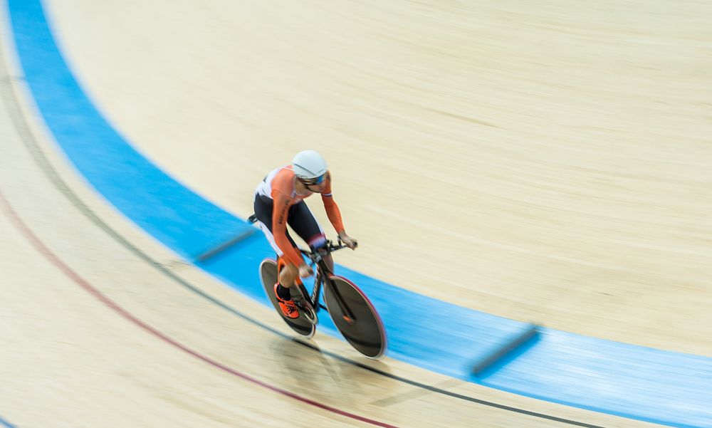 Tim Veldt of Netherlands competes during the Men's omnium individual pursuit
