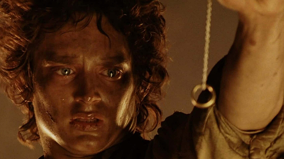 Frodo looking at the Ring of Power at the end of The Lord of the Rings: The Return of the King
