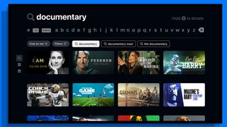 The Prime Video app displayed searching the word 'documentary'