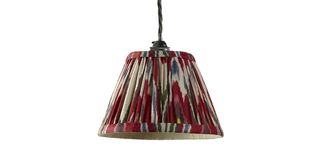 Heraldic linen Ikat, 18cm (7in), straight empire pendant shade, £49, Pooky — www.pooky.com