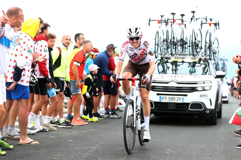 Ben O&#039;Connor (AG2R Citroën) battling his way up Mont Ventoux during stage 11 of the Tour de France