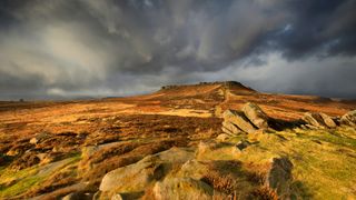 Higger Tor is a dominant landmark of the Dark Peak, in the north of the Peak District National Park