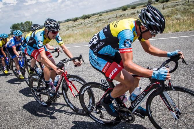 Travis McCabe (Smartstop) on the front and chasing hard.